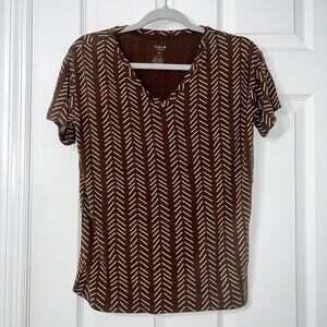 Kyte Baby Women's Bamboo Relaxed Fit Brown V-Neck Top Size XS